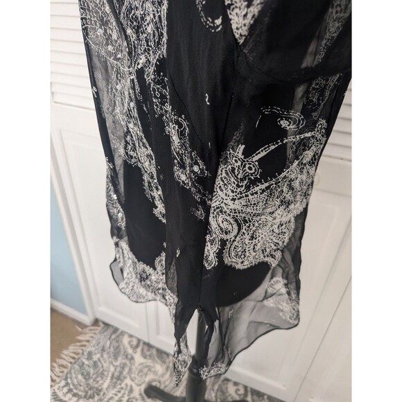 ICE Top Womens 1X Black White Whimsigoth Feminine Fairycore Beaded Sheer Blouse - Picture 8 of 12